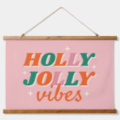 Leuk Holly Jolly Vibes kerstontwerp Hangend Wandkleed (Voorkant)