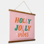 Leuk Holly Jolly Vibes kerstontwerp Hangend Wandkleed (Gebogen)