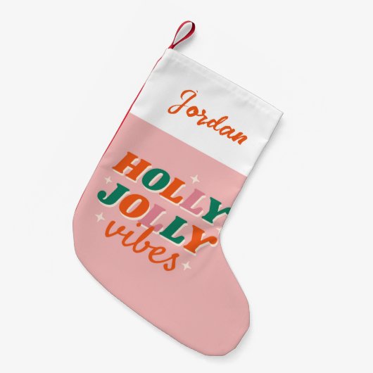 Leuk Holly Jolly Vibes kerstontwerp Kleine Kerstsok (Voorkant (Hangend))