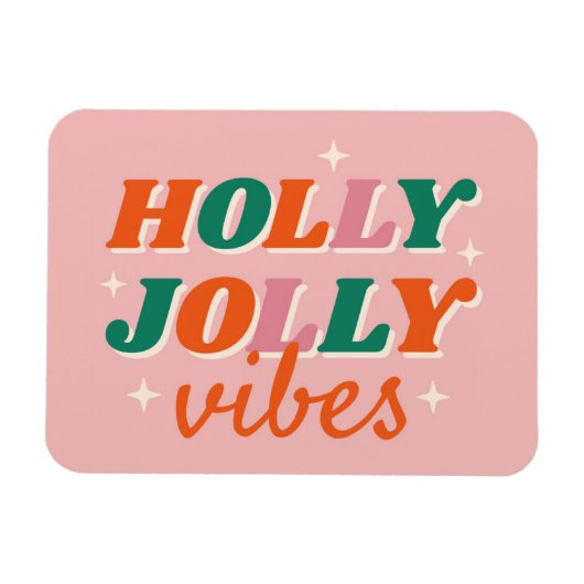 Leuk Holly Jolly Vibes kerstontwerp Magneet (Horizontaal)
