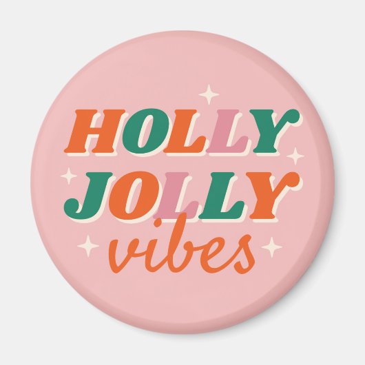 Leuk Holly Jolly Vibes kerstontwerp Magneet (Voorkant)