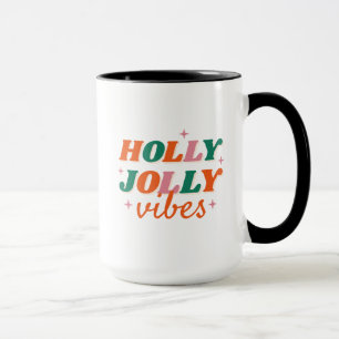 Leuk Holly Jolly Vibes kerstontwerp Mok