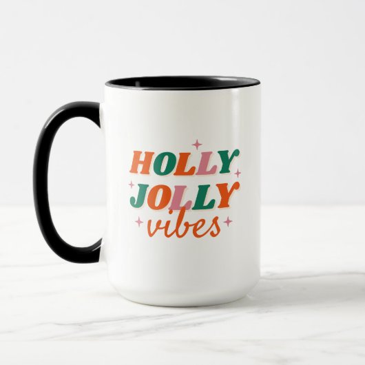 Leuk Holly Jolly Vibes kerstontwerp Mok (Links)