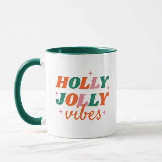 Leuk Holly Jolly Vibes kerstontwerp Mok (Links)