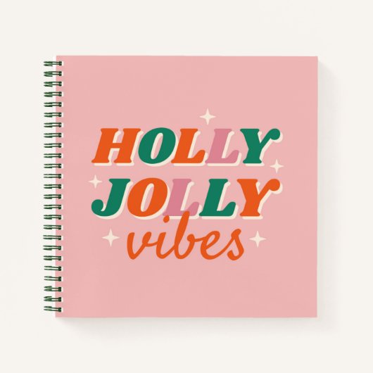 Leuk Holly Jolly Vibes kerstontwerp Notitieboek (Voorkant)