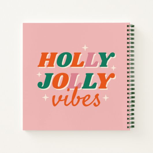 Leuk Holly Jolly Vibes kerstontwerp Notitieboek (Achterkant)