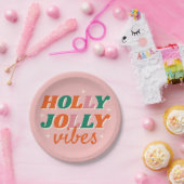 Leuk Holly Jolly Vibes kerstontwerp Papieren Bordje (Feest)