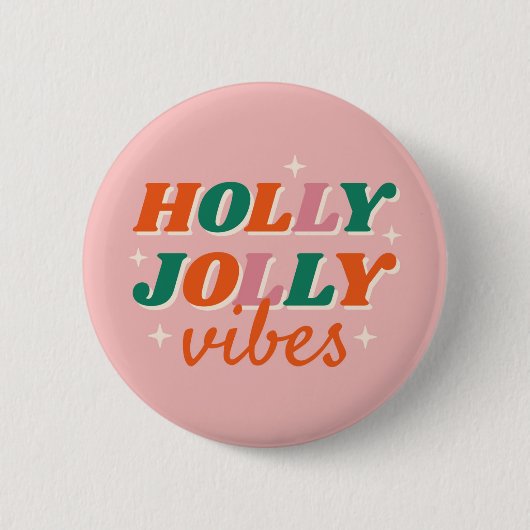 Leuk Holly Jolly Vibes kerstontwerp Ronde Button 5,7 Cm (Voorkant)
