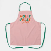 Leuk Holly Jolly Vibes kerstontwerp Schort (Voorkant)