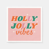 Leuk Holly Jolly Vibes kerstontwerp Servet (Voorkant)