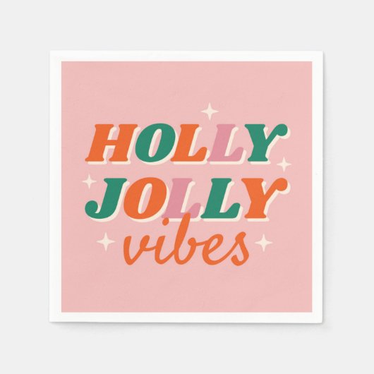 Leuk Holly Jolly Vibes kerstontwerp Servet (Voorkant)