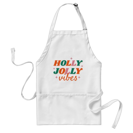 Leuk Holly Jolly Vibes kerstontwerp Standaard Schort (Voorkant)
