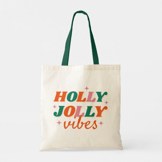 Leuk Holly Jolly Vibes kerstontwerp Tote Bag (Achterkant)