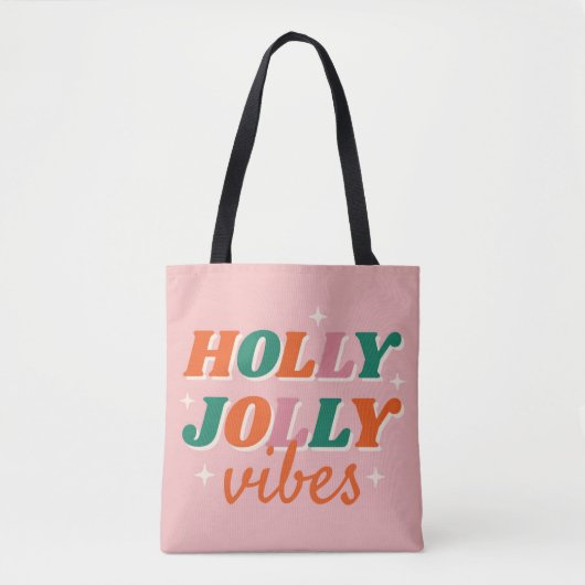 Leuk Holly Jolly Vibes kerstontwerp Tote Bag (Voorkant)