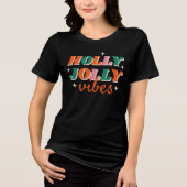 Leuk Holly Jolly Vibes kerstontwerp Tri-Blend Shirt (Voorkant)
