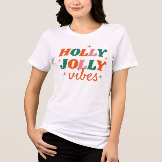 Leuk Holly Jolly Vibes kerstontwerp Tri-Blend Shirt (Voorkant)