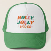 Leuk Holly Jolly Vibes kerstontwerp Trucker Pet (Voorkant)