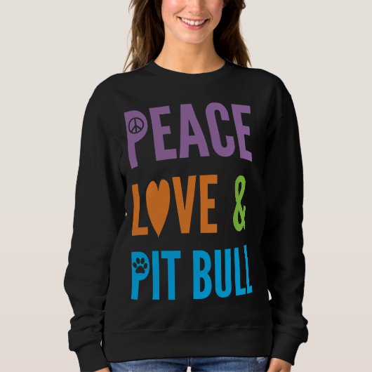 Leuk Hondenliefhebber Vrede Liefde & Pitbull Trui (Voorkant)