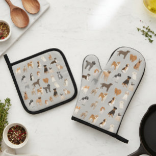 Leuk hondenliefhebberpatroon  ovenwant & pannenlap set