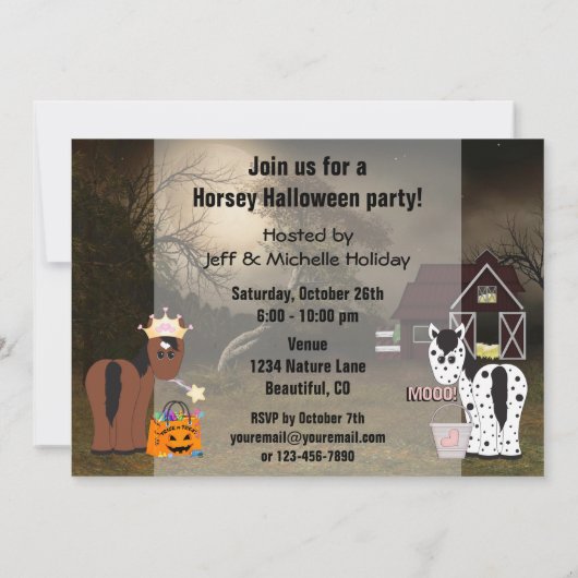 Leuk Horsey Halloween Vakantie Paard Party Kaart (Achterkant)