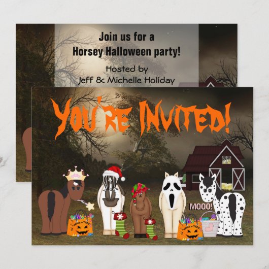 Leuk Horsey Halloween Vakantie Paard Party Kaart (Voorkant / Achterkant)
