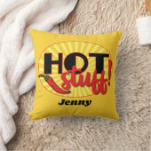 Leuk Hot Stuff Rood en Geel Chillies Quote Kussen (Deken)