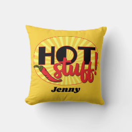 Leuk Hot Stuff Rood en Geel Chillies Quote Kussen