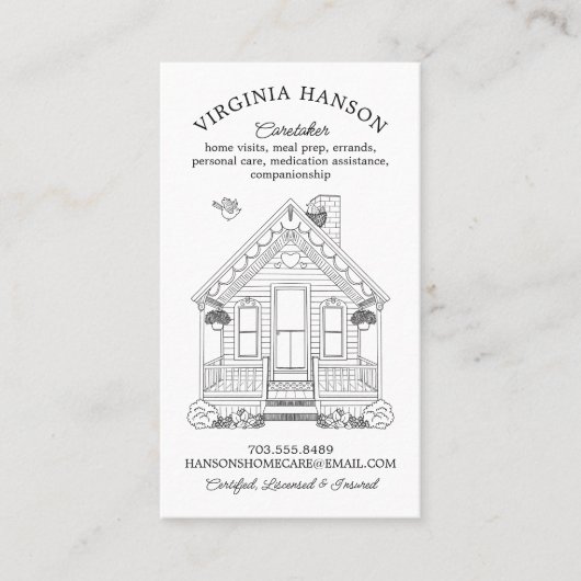 Leuk huis eenzijdige verzorger visitekaartje (Voorkant)