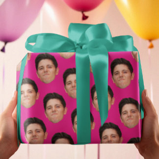 Leuk huisdier gezicht foto heet roze cadeau wrappi cadeaupapier
