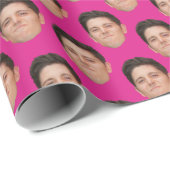 Leuk huisdier gezicht foto heet roze cadeau wrappi cadeaupapier (Rol Hoek)