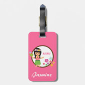 Leuk Hula Meisje Hawaiiaanse Luau Themed Bagagelabel (Achterkant verticaal)