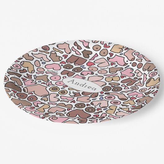 Leuk humor neutraal borstpatroon papieren bordje (Gekanteld)