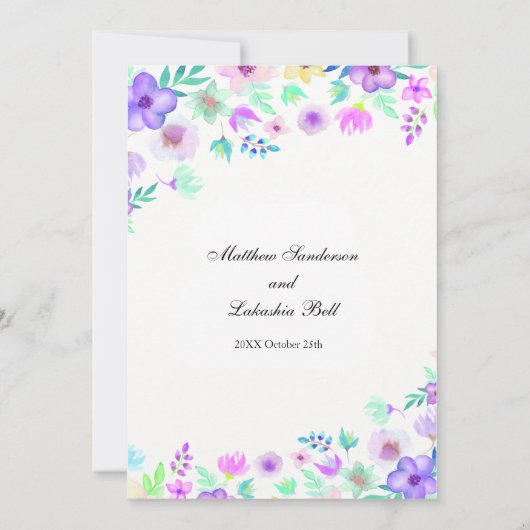 Leuk huwelijk met bloemen Uitnodiging (Achterkant)