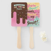 Leuk Ice Cream Roze Popsicle Treat Verjaardagsfees Handwaaier (Voorkant en achterkant)