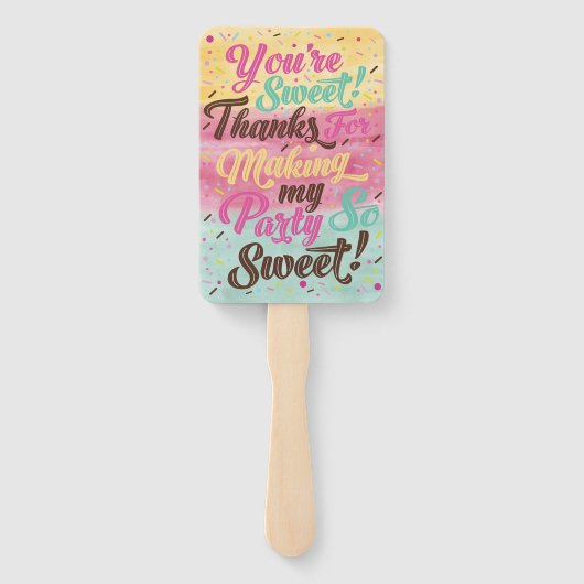 Leuk Ice Cream Roze Popsicle Treat Verjaardagsfees Handwaaier (Achterkant)
