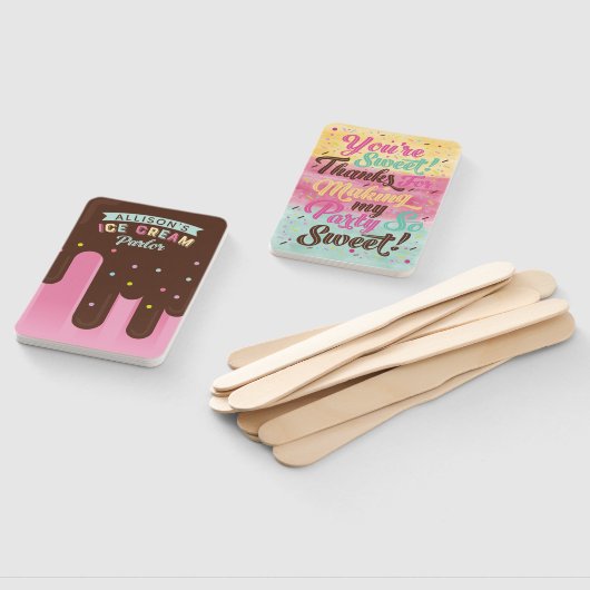 Leuk Ice Cream Roze Popsicle Treat Verjaardagsfees Handwaaier (Niet-gemonteerd)