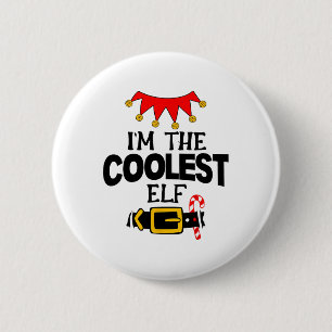 Leuk Ik ben de coolste Elf kostuums Kerstmis Famil Ronde Button 5,7 Cm