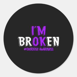Leuk ik ben gebroken Overdosis Paars lint Overdosi Ronde Sticker
