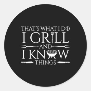Leuk ik grill en weet dingen vleesliefhebber recue ronde sticker