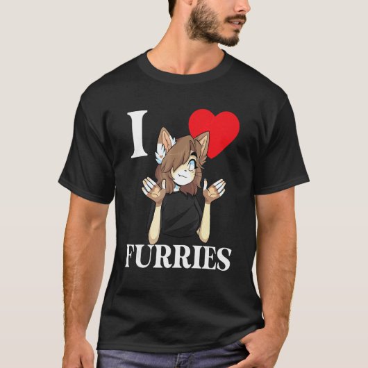 Leuk Ik Hart Furries Furry Fandom Liefde 4 T-shirt (Voorkant)