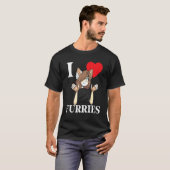 Leuk Ik Hart Furries Furry Fandom Liefde 4 T-shirt (Voorkant volledig)