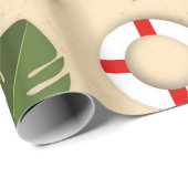 Leuk illustratief zomerstrand verjaardagsfeestje K Cadeaupapier (Rol Hoek)