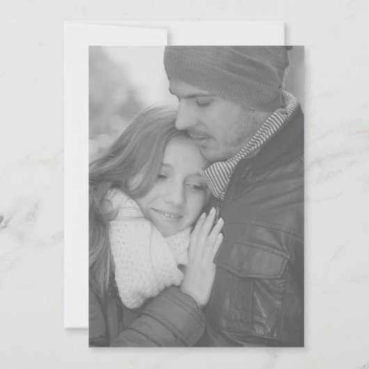 Leuk informeel krijgen hitched zwart-wit foto save the date (Achterkant)