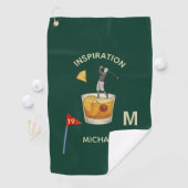 Leuk Inspirerend 19e Hole Cocktail Monogram Naam Golfhanddoek (Insitu)
