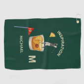 Leuk Inspirerend 19e Hole Cocktail Monogram Naam Golfhanddoek (Horizontaal)