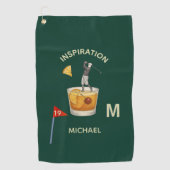 Leuk Inspirerend 19e Hole Cocktail Monogram Naam Golfhanddoek (Voorkant)