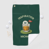 Leuk Inspirerend 19e Hole Drink Monogram Naam Golfhanddoek (Insitu)