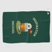 Leuk Inspirerend 19e Hole Drink Monogram Naam Golfhanddoek (Horizontaal)