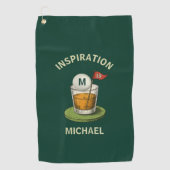 Leuk Inspirerend 19e Hole Drink Monogram Naam Golfhanddoek (Voorkant)