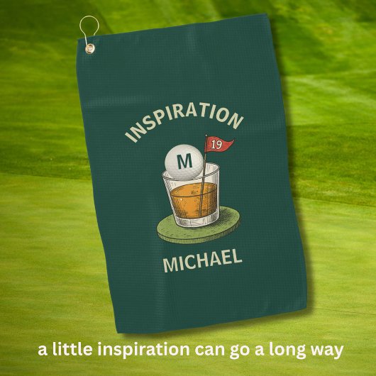 Leuk Inspirerend 19e Hole Drink Monogram Naam Golfhanddoek